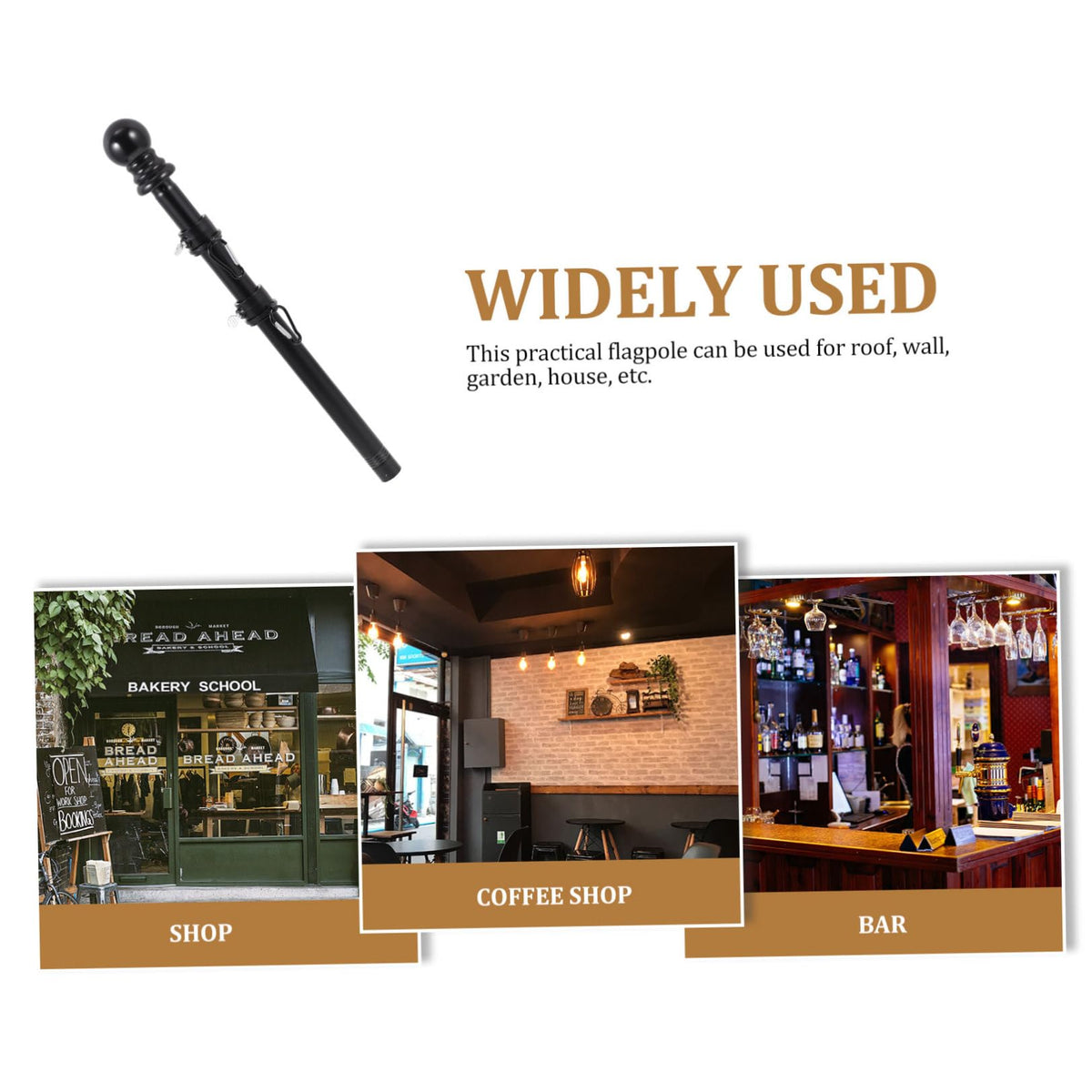 Black Stainless Steel Rotating Flagpole Holder Set V3628