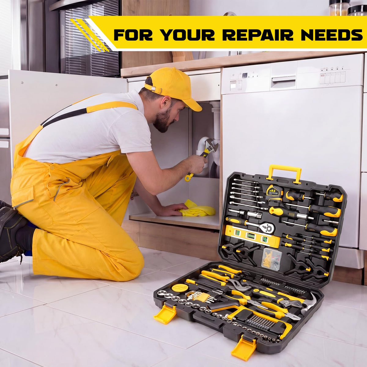 155 Pcs Household Tool Set with Toolbox T904827