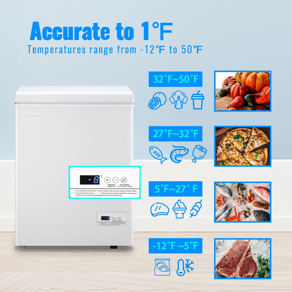 3.5 CU.FT White Chest Freezer with Two Removable Baskets L7417