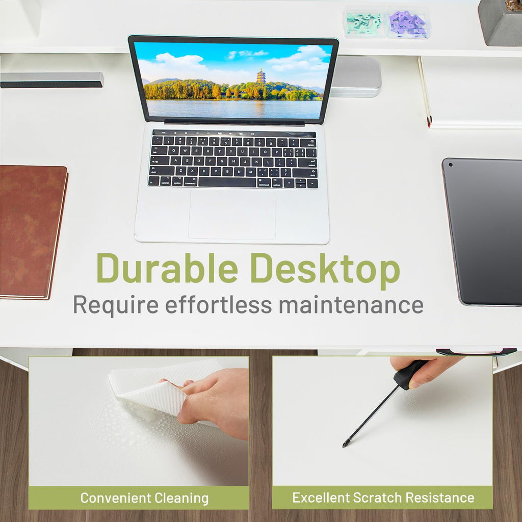 White Desk with Drawer and Keyboard Tray H48768