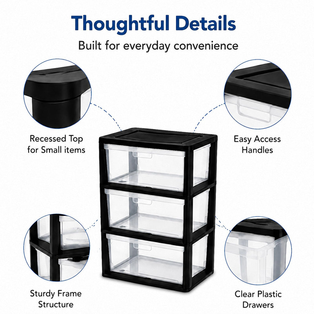 3 Drawer Clear Plastic Storage Organizer I90469