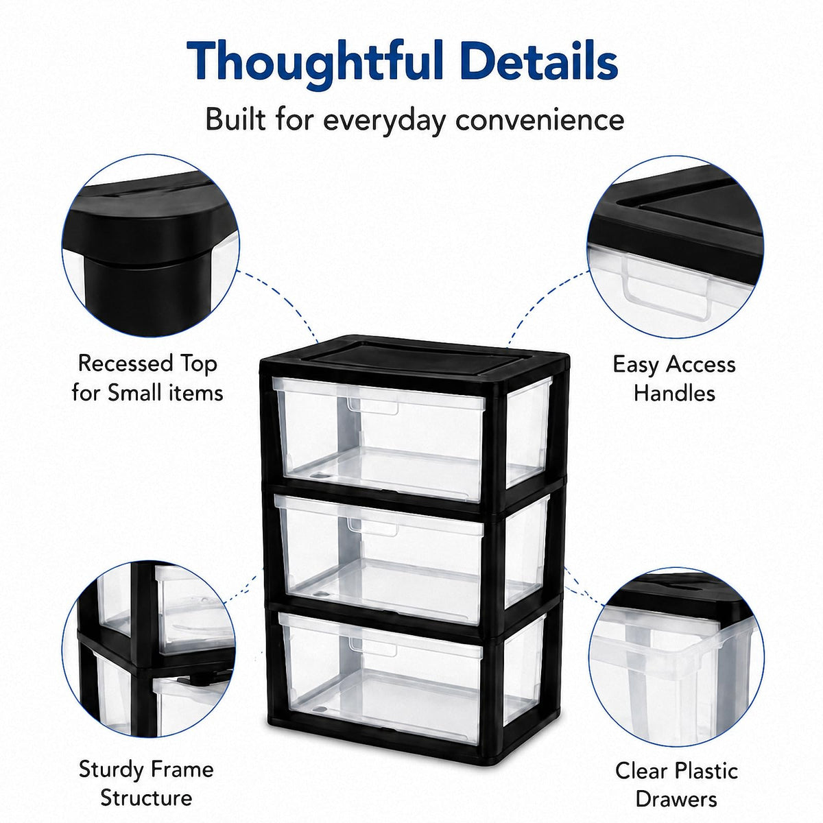 3 Drawer Clear Plastic Storage Organizer I90469