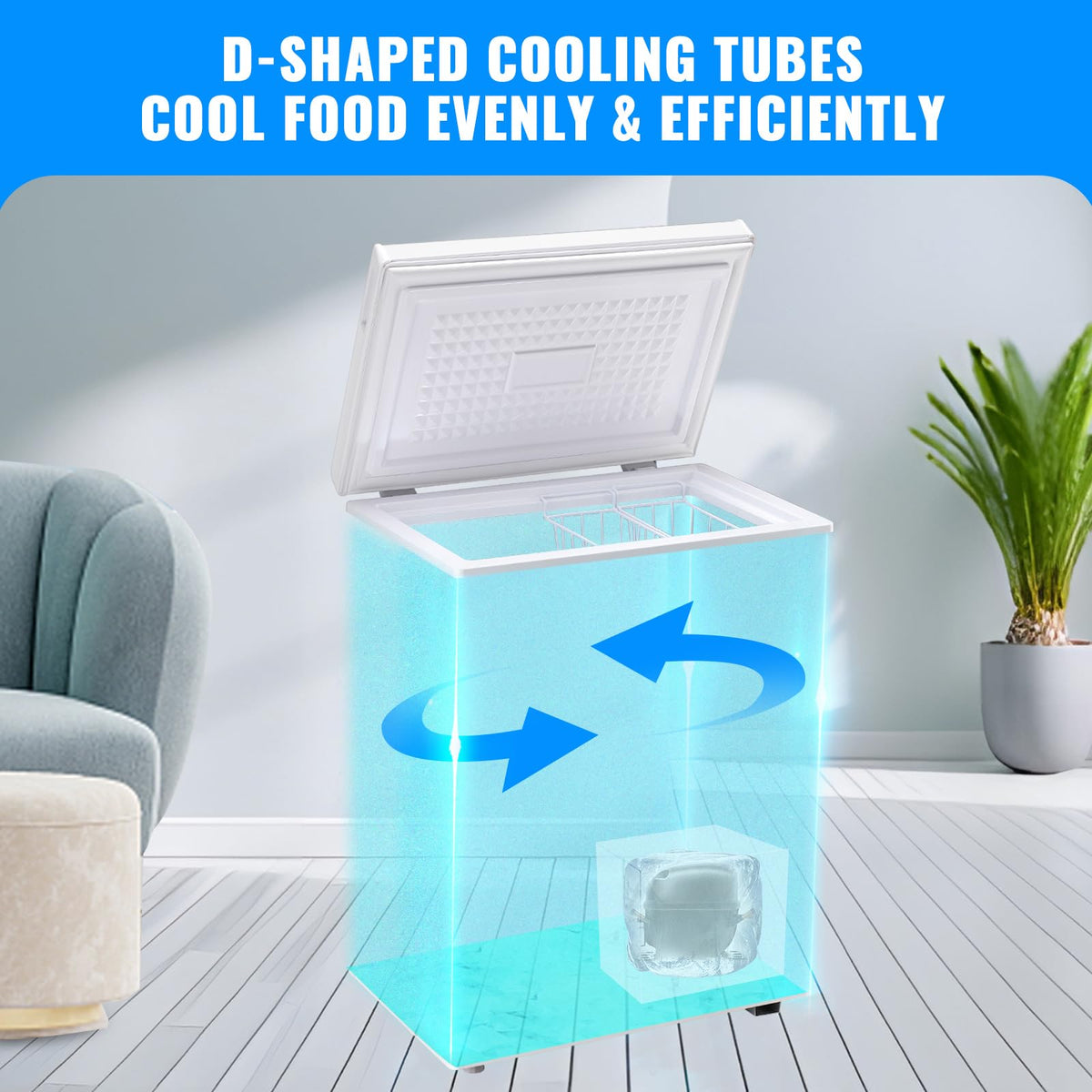 3.5 CU.FT White Chest Freezer with Two Removable Baskets L7417