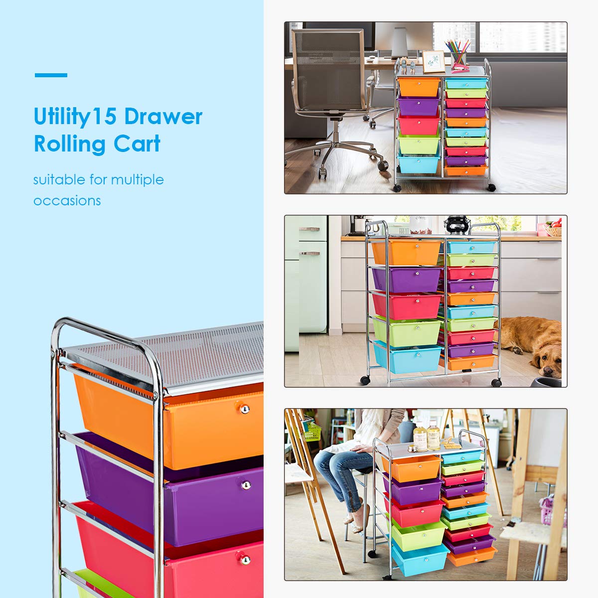 15 Drawer Rolling Storage Cart T15311