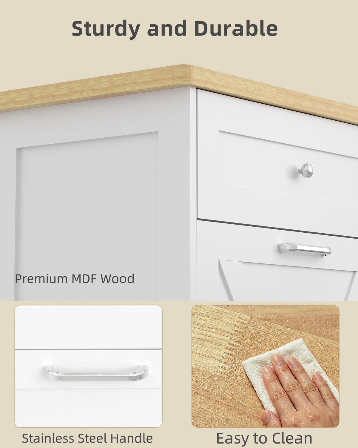 2x10 Gallon Tilt Out Trash Cabinet with Hideaway Drawers, White H7336
