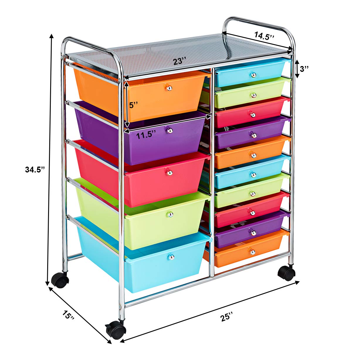 15 Drawer Rolling Storage Cart T15311