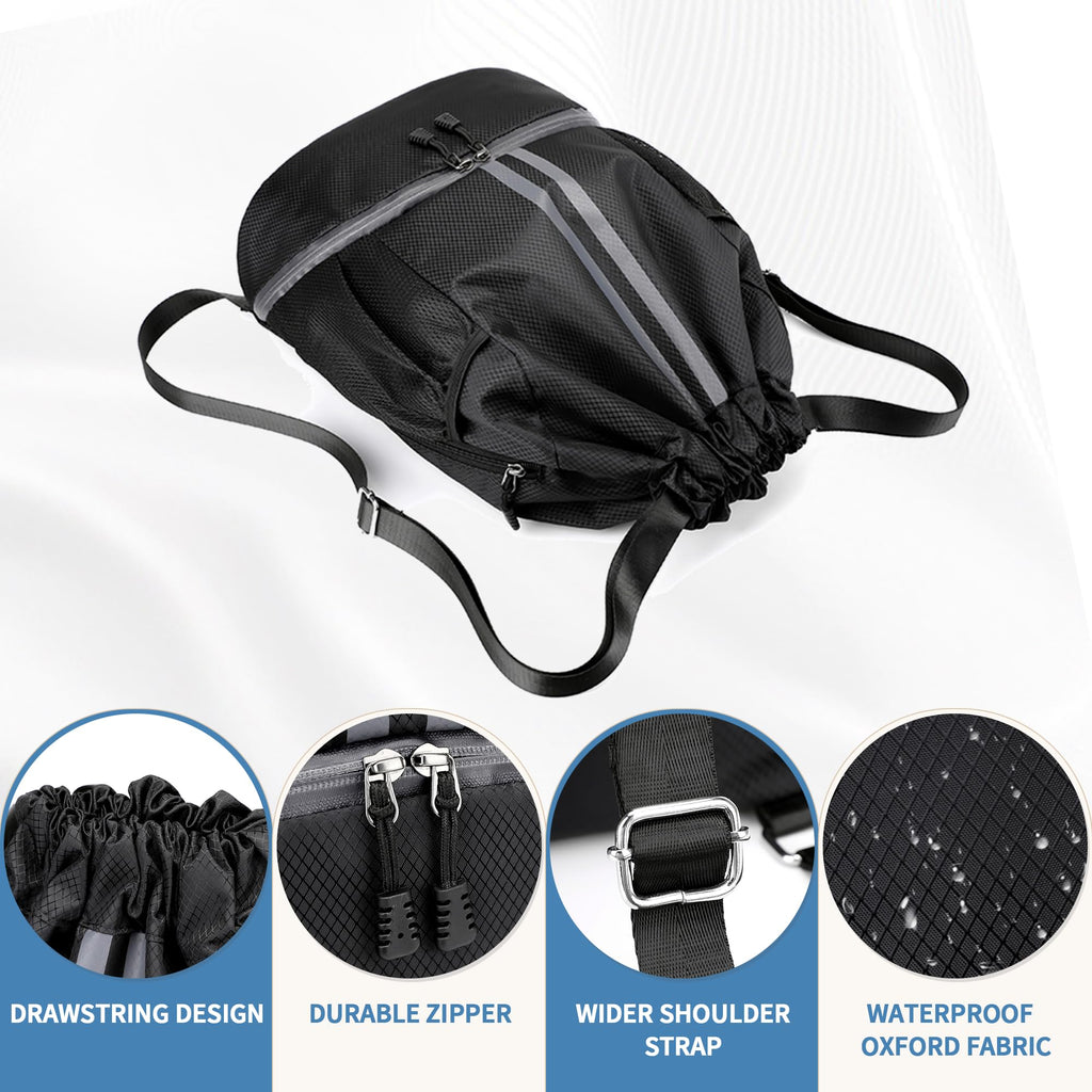 Drawstring Backpack Gym Bag with Shoes Compartment Q983361