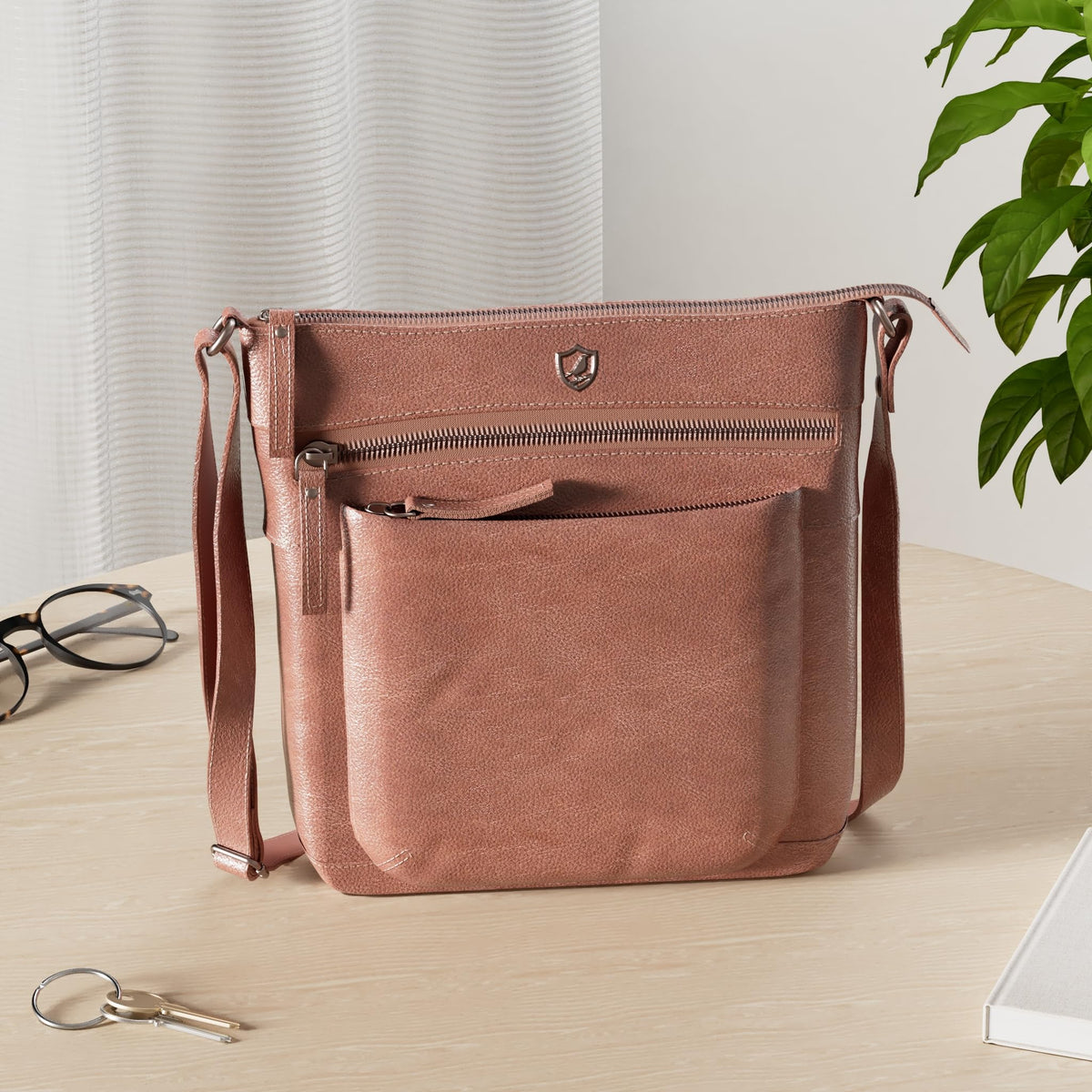 Small Genuine Leather Crossbody Bag with Adjustable Strap W203877