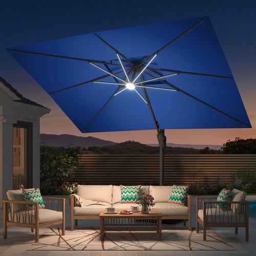 10' X 13' Patio Cantilever Umbrella with Base and LED Lights G963425