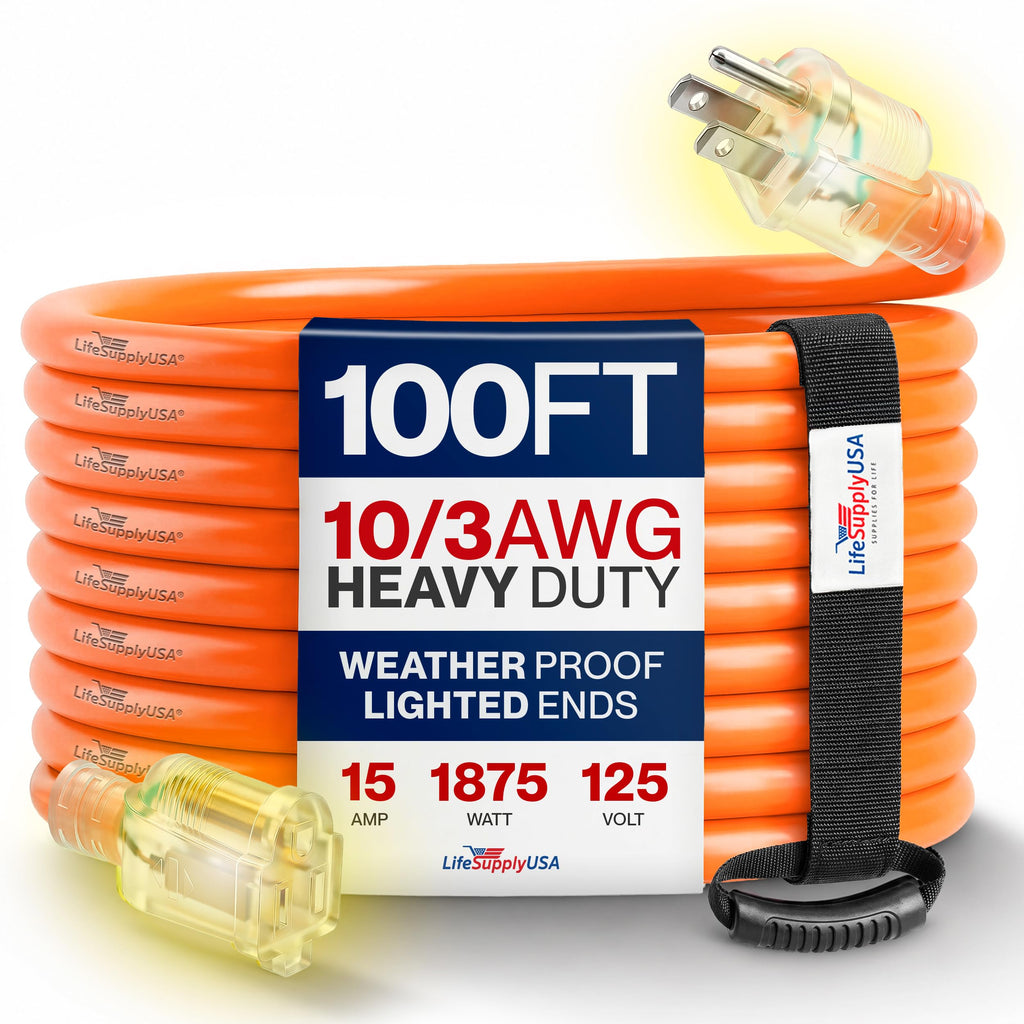 100ft 10/3 Gauge Heavy Duty Outdoor Extension Cord Orange X377847