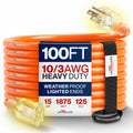 100ft 10/3 Gauge Heavy Duty Outdoor Extension Cord Orange X377847