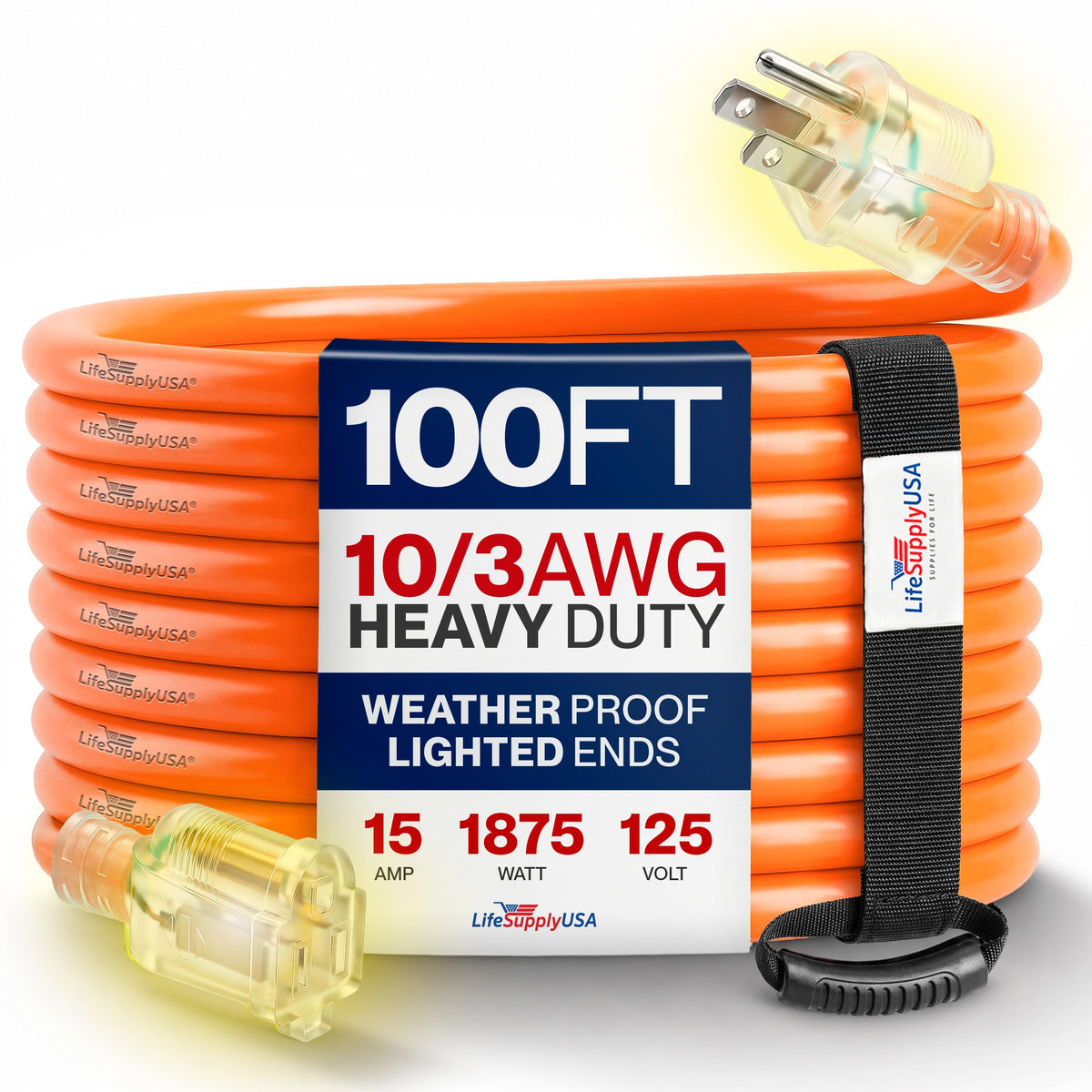 100ft 10/3 Gauge Heavy Duty Outdoor Extension Cord Orange X377847