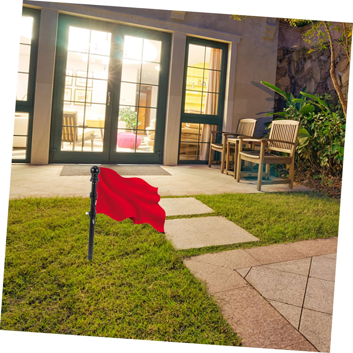 Black Stainless Steel Rotating Flagpole Holder Set V3628
