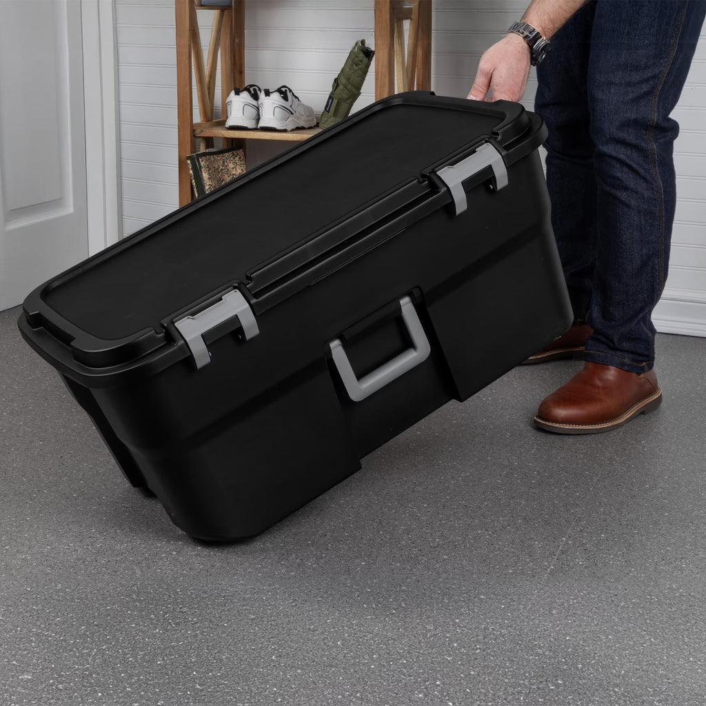 22 Gallon Black Wheeled Plastic Storage Trunk T4009