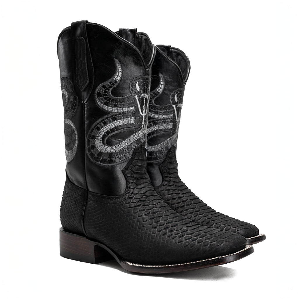 Python Leather Print Western Boots Q7890
