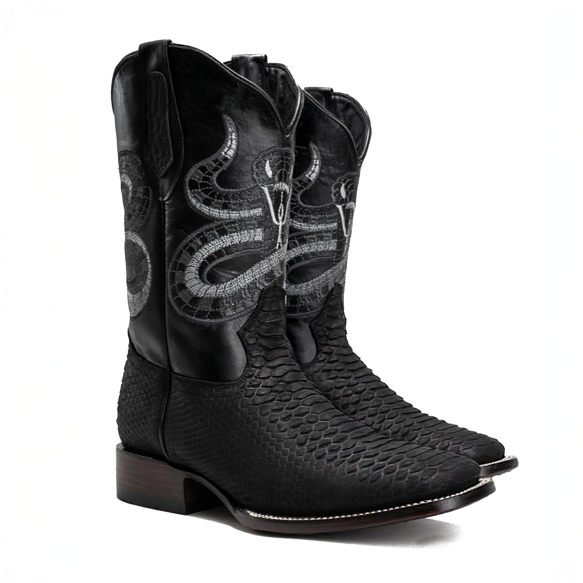 Python Leather Print Western Boots Q7890