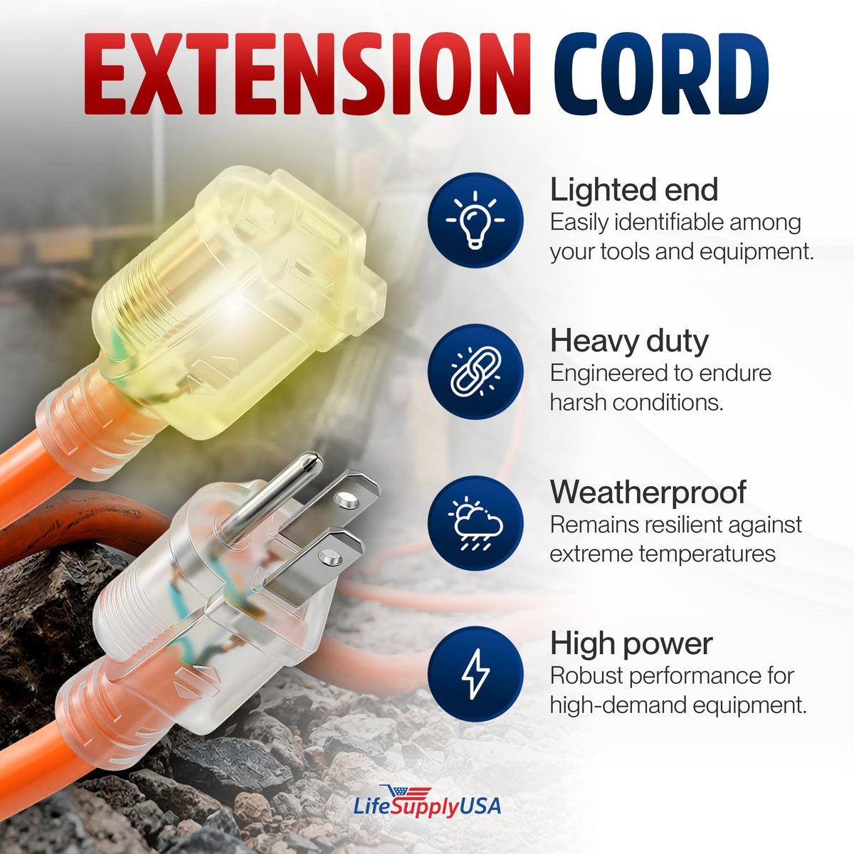 100ft 10/3 Gauge Heavy Duty Outdoor Extension Cord Orange X377847