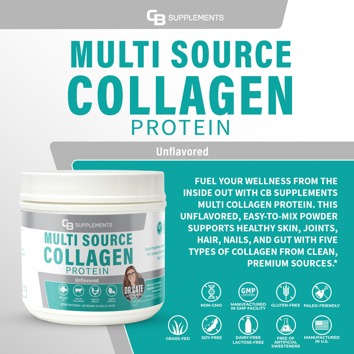 Unflavored Multi Collagen Protein Powder 58 Servings K6053