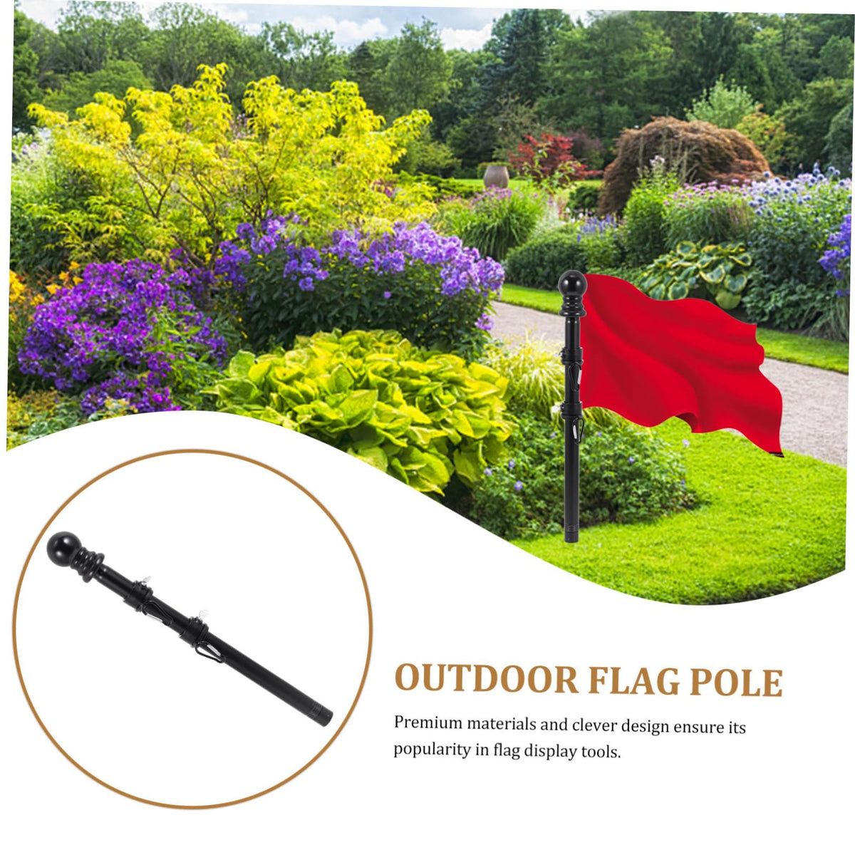 Black Stainless Steel Rotating Flagpole Holder Set V3628