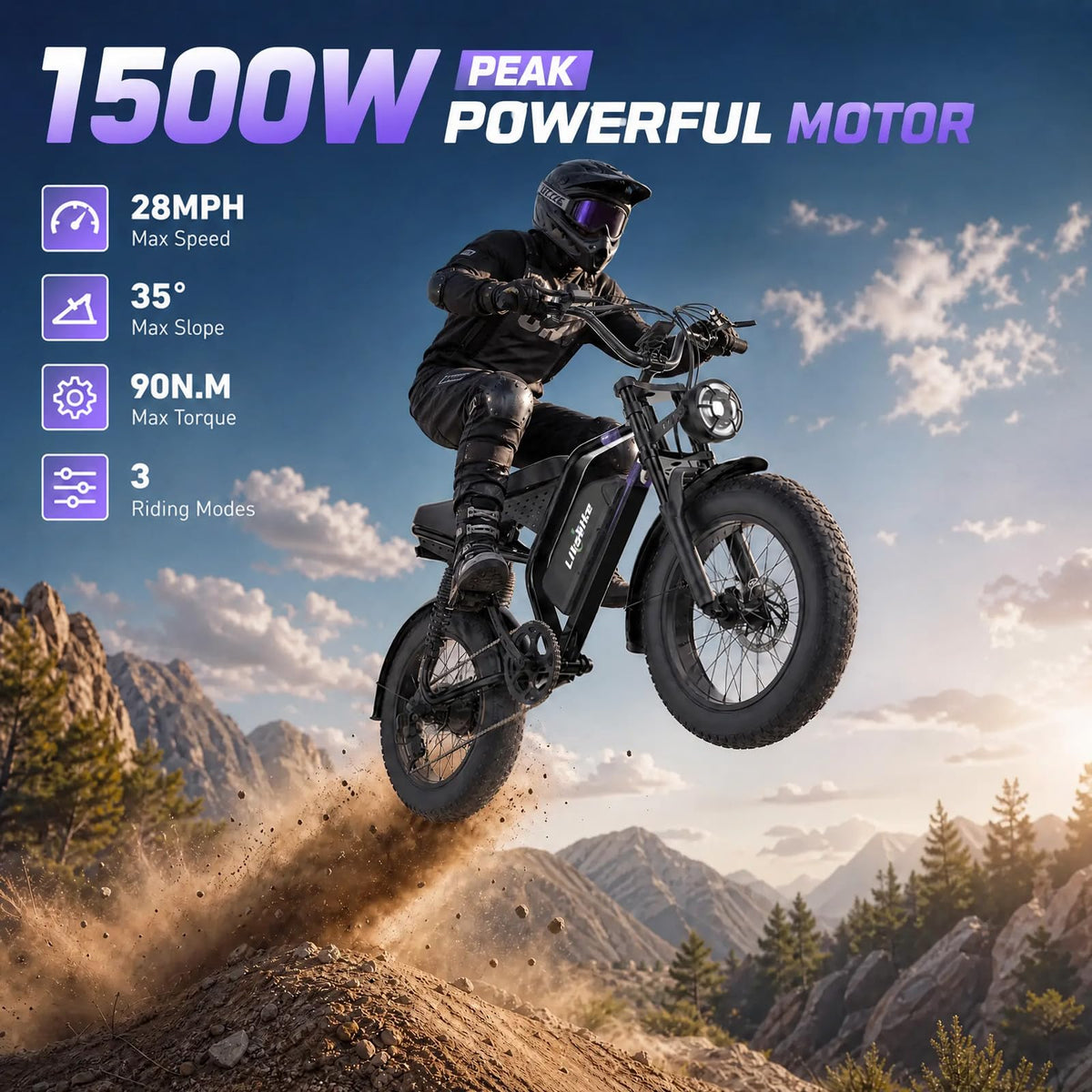 1500W 80 Miles 48V 20AH Electric Bike X3284