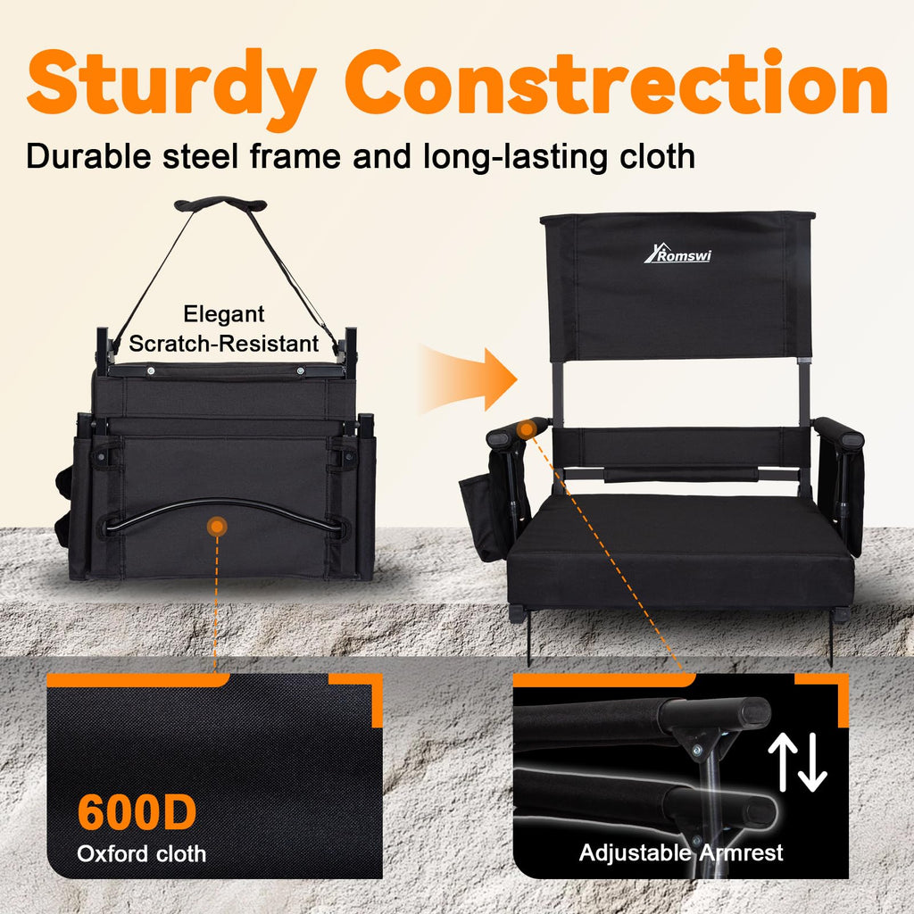 2-Pack Stadium Seats with Back Support and Armrests Q734