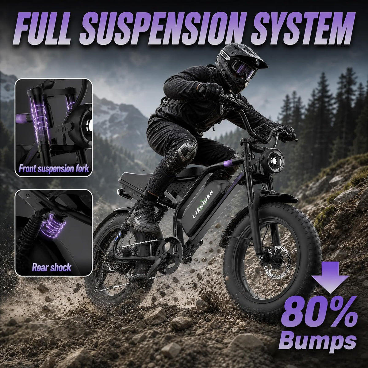 1500W 80 Miles 48V 20AH Electric Bike X3284