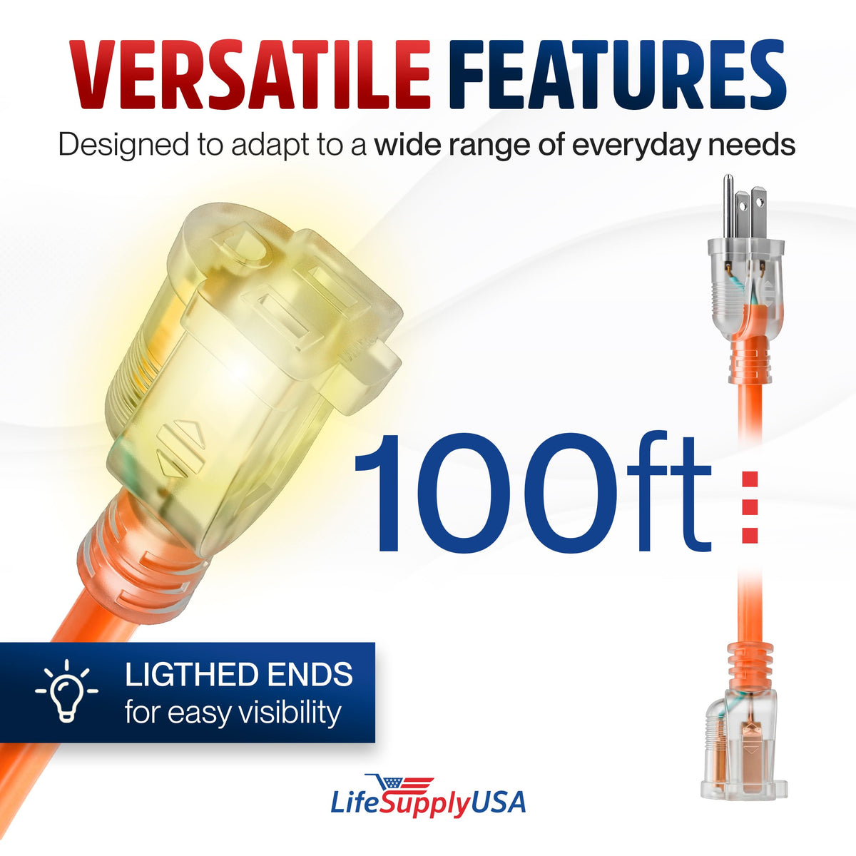 100ft 10/3 Gauge Heavy Duty Outdoor Extension Cord Orange X377847