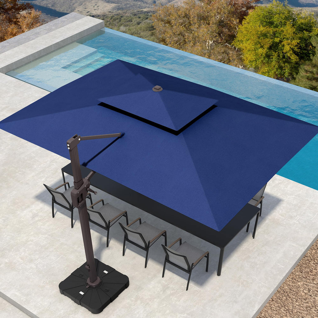 10' X 13' Patio Cantilever Umbrella with Base and LED Lights G963425