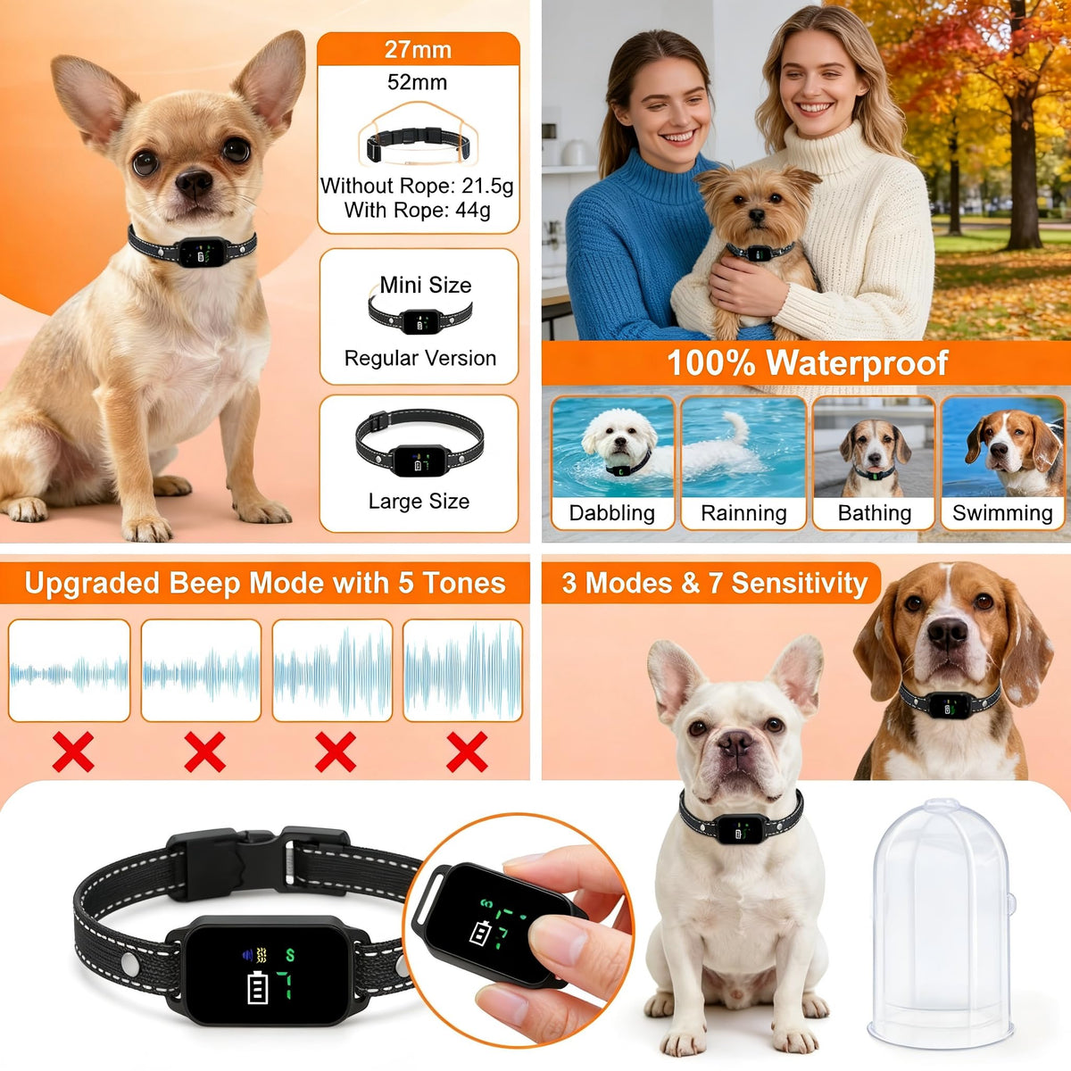2 Pack Small Anti Barking Training Collar Z50339