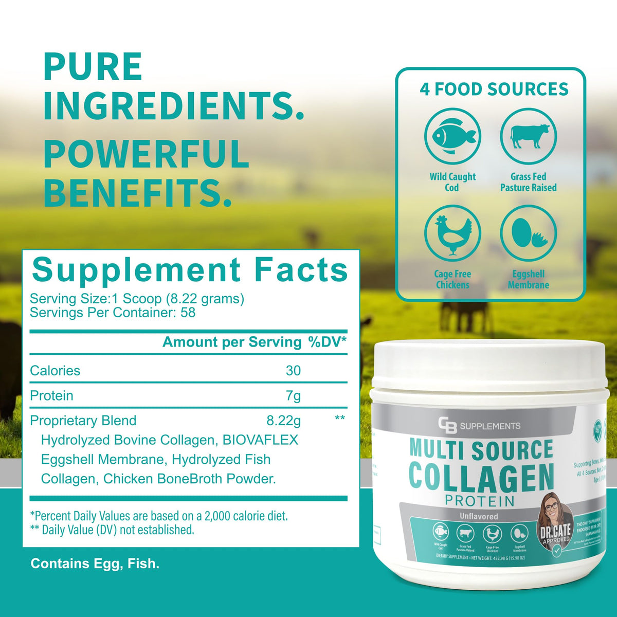 Unflavored Multi Collagen Protein Powder 58 Servings K6053