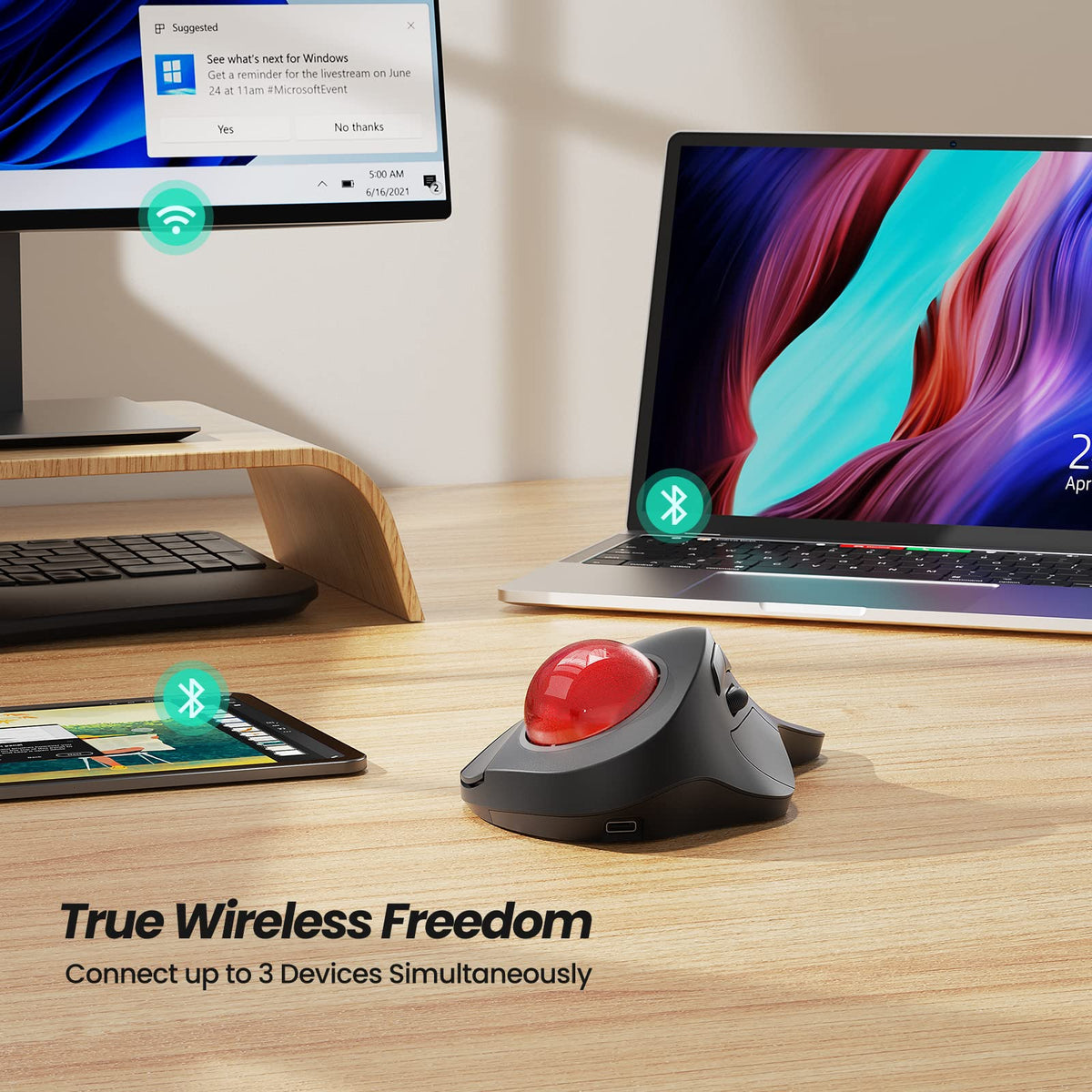 Wireless Trackball Mouse Ergonomic K723