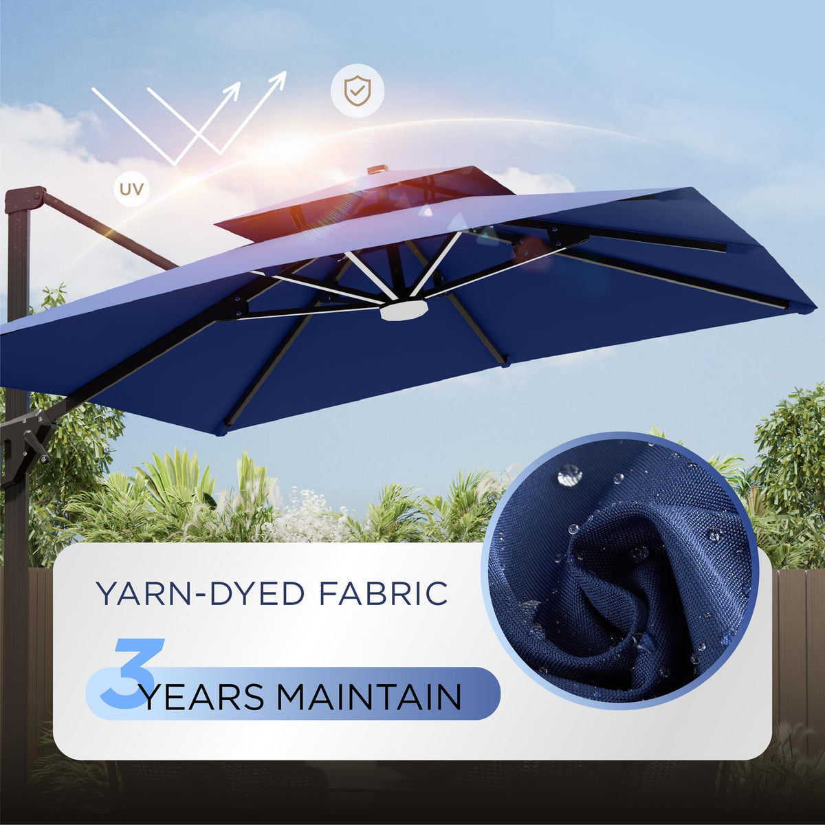 10' X 13' Patio Cantilever Umbrella with Base and LED Lights G963425