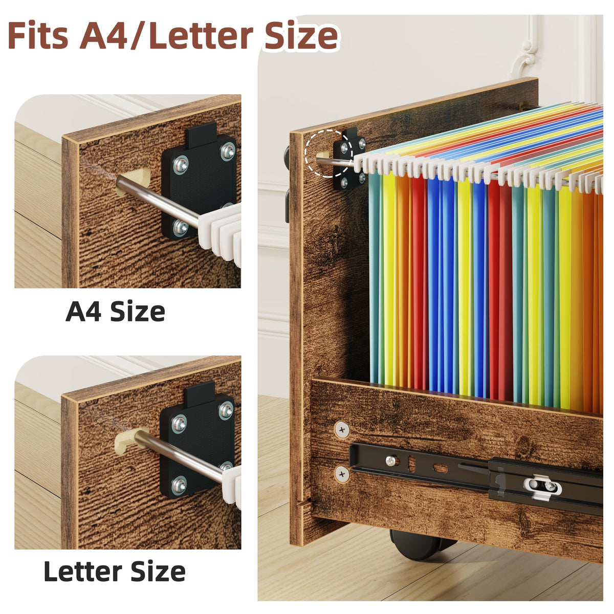 2 Wood Drawer Lockable File Cabinet with Extended Desktop B457872
