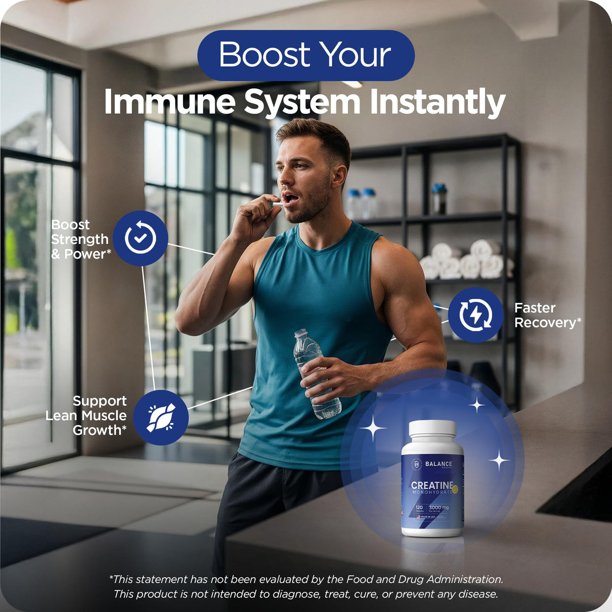 Creatine Monohydrate 3,000mg 120 Capsules Micronized F1243