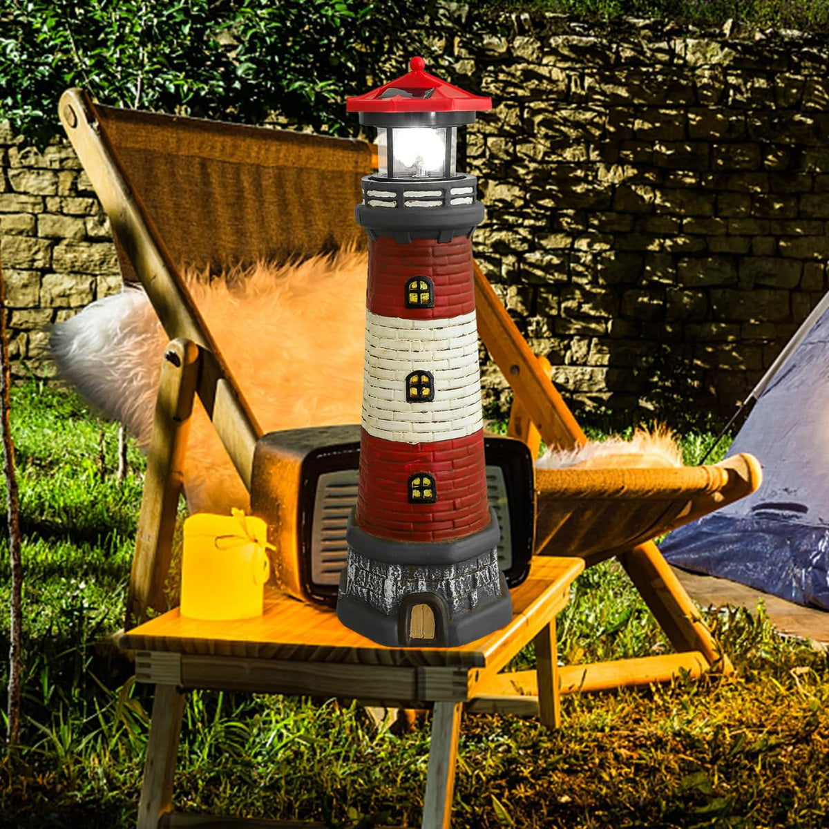 15" Solar Lighthouse Garden Statue Z548326