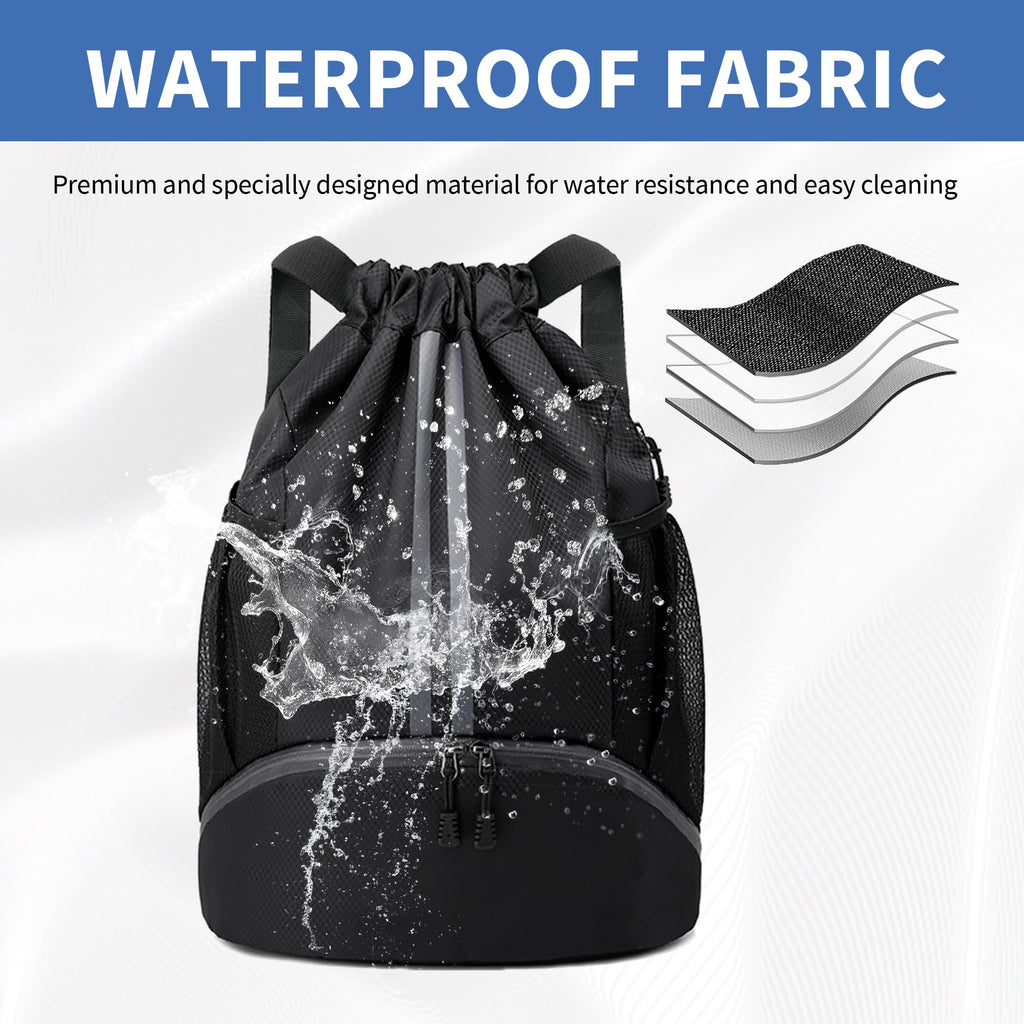 Drawstring Backpack Gym Bag with Shoes Compartment Q983361