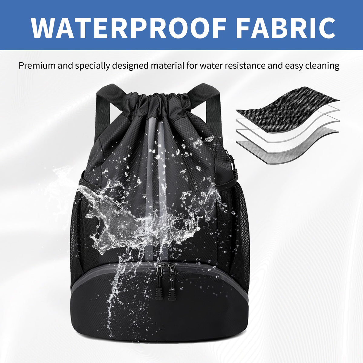 Drawstring Backpack Gym Bag with Shoes Compartment Q983361