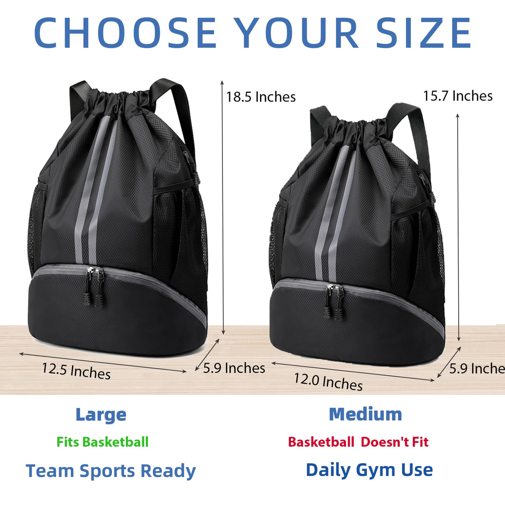 Drawstring Backpack Gym Bag with Shoes Compartment Q983361