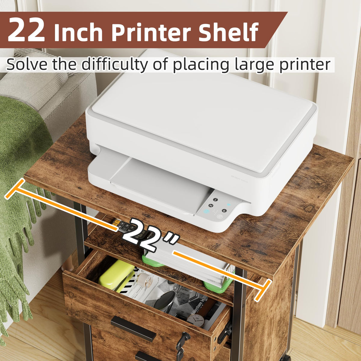 2 Wood Drawer Lockable File Cabinet with Extended Desktop B457872